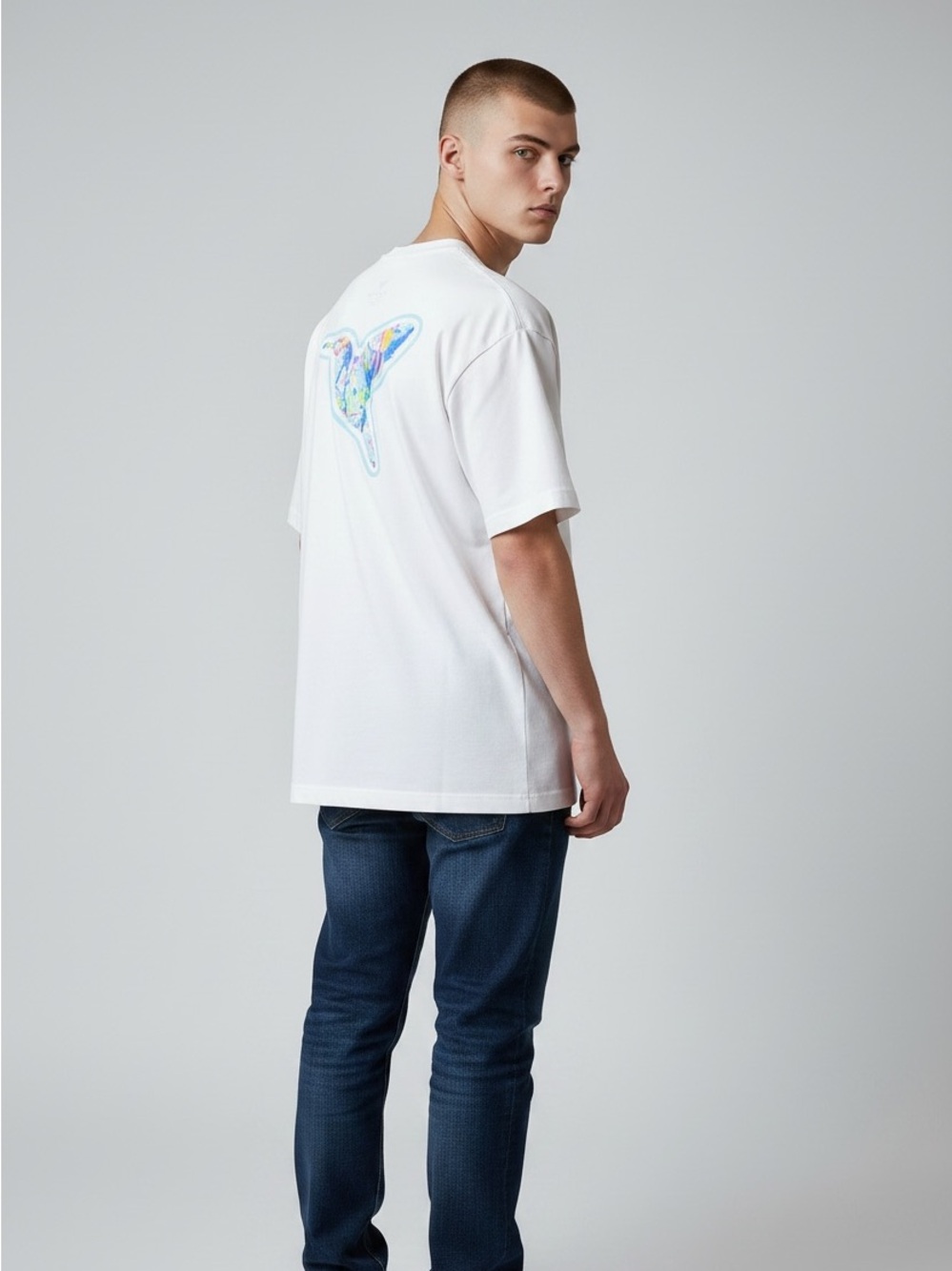 Bird Dogs Men’s Size XXL Short Sleeve Crew Neck Bird Print Tee White Blue